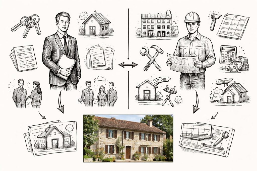 découvrez les principales différences entre un agent immobilier et un marchand de biens, leurs rôles, missions et responsabilités dans le secteur immobilier.
